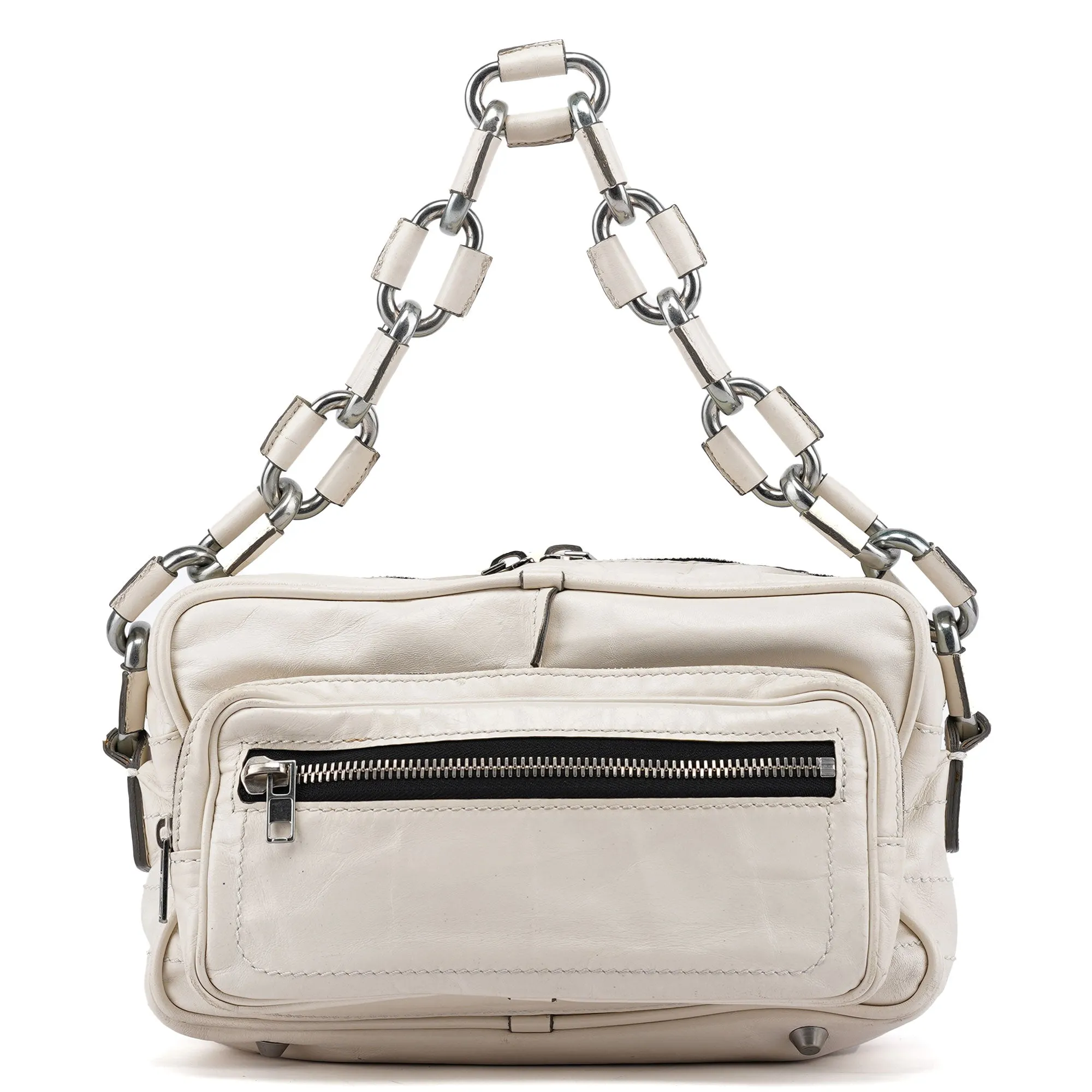 White Leather Betty Chain Shoulder Bag