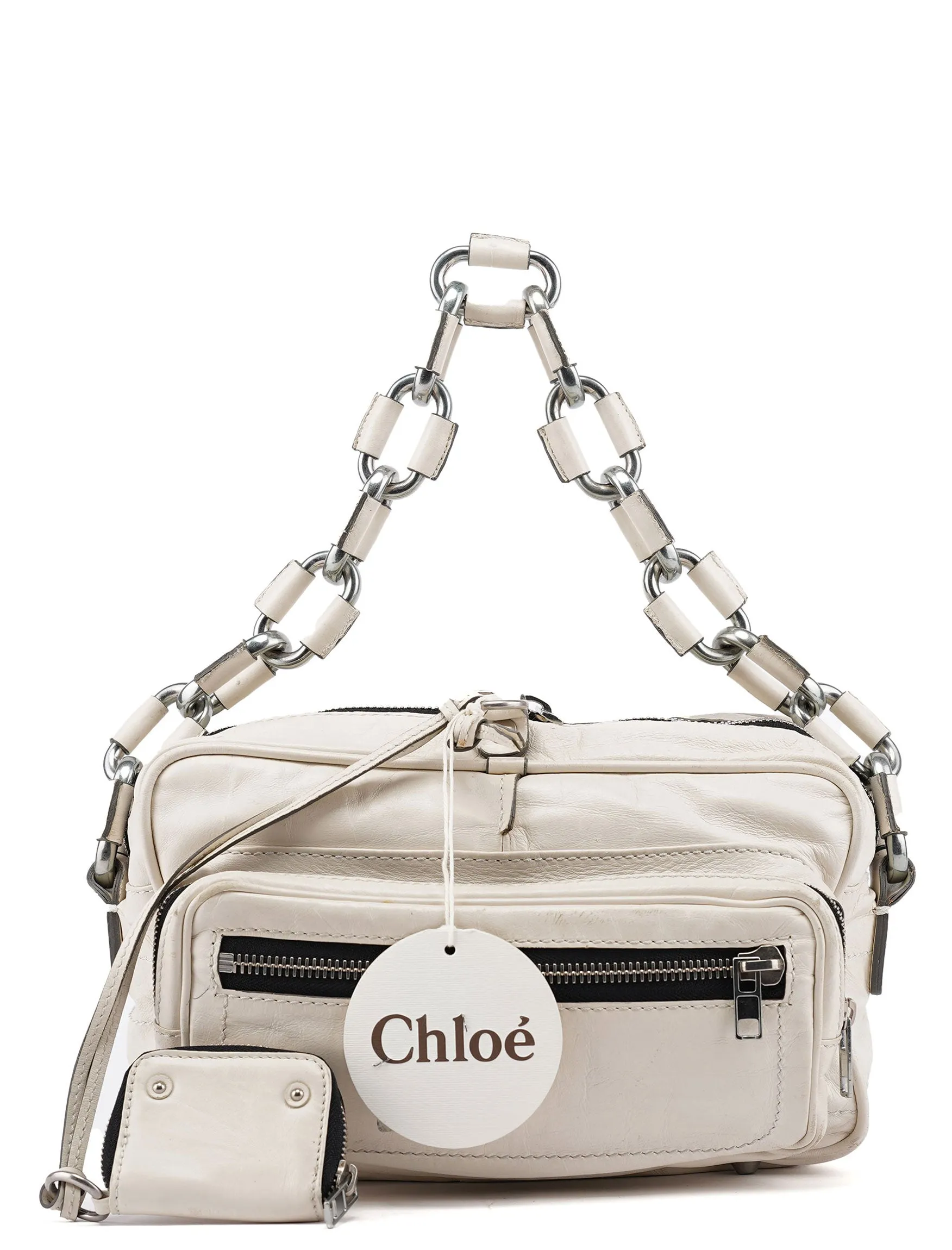 White Leather Betty Chain Shoulder Bag