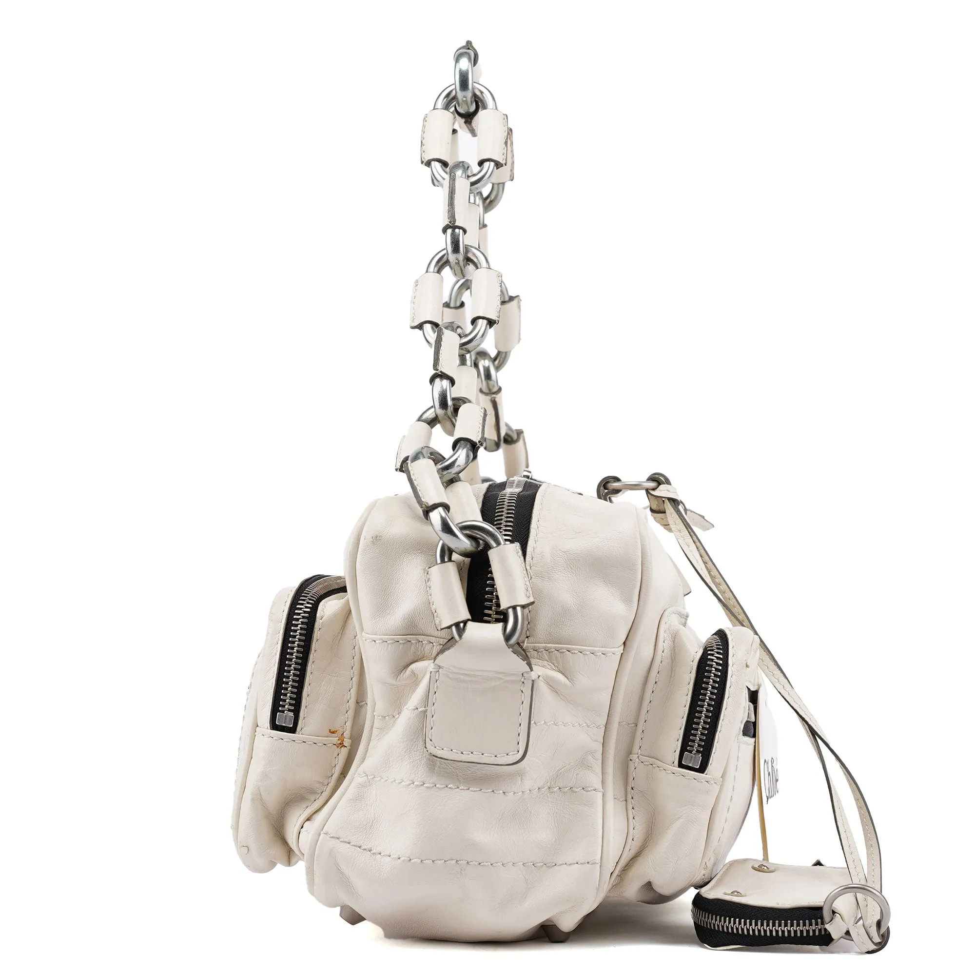 White Leather Betty Chain Shoulder Bag