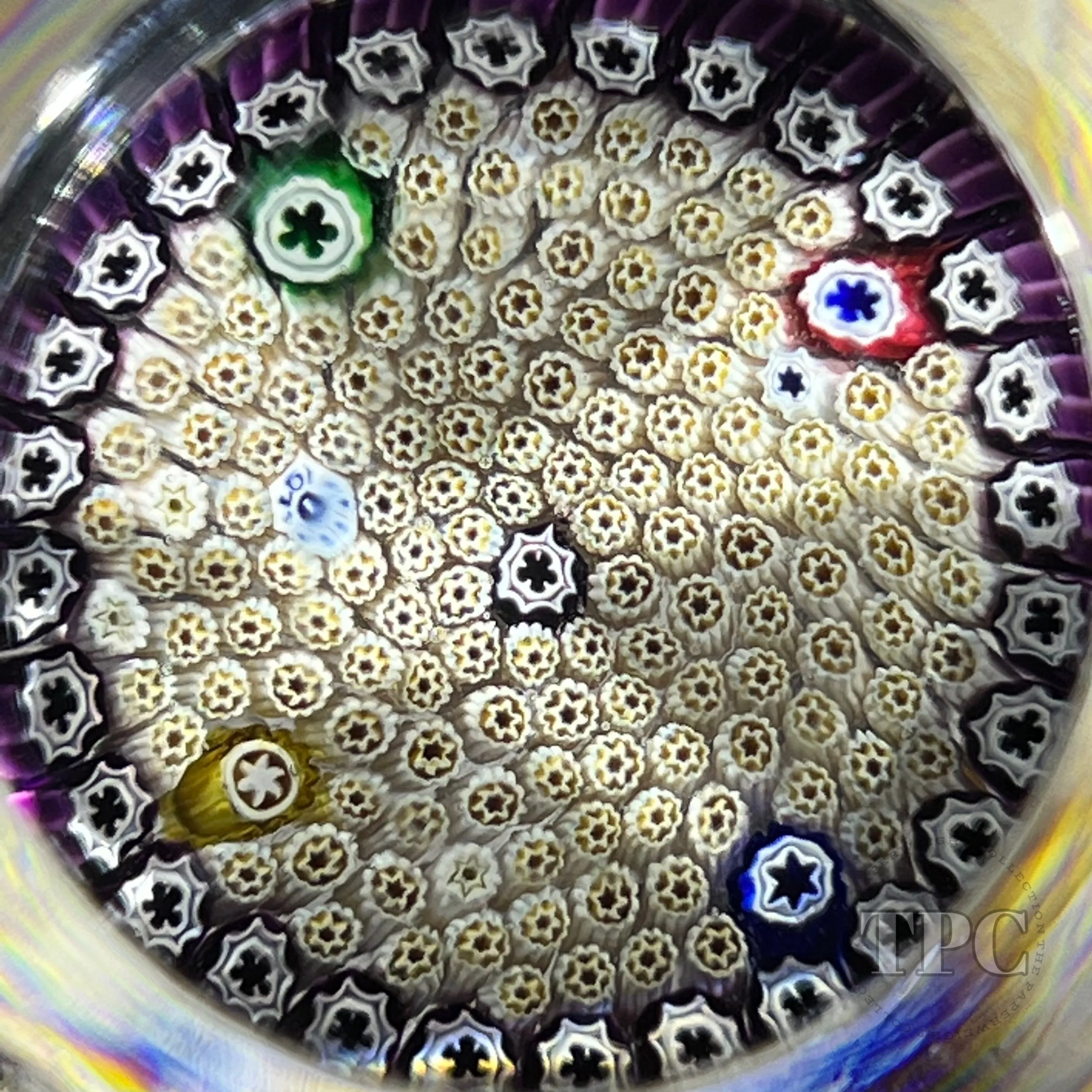 Whitefriars 1973 Glass Art Paperweight Patterned Carpet Ground Millefiori