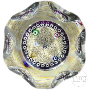 Whitefriars 1973 Glass Art Paperweight Patterned Carpet Ground Millefiori