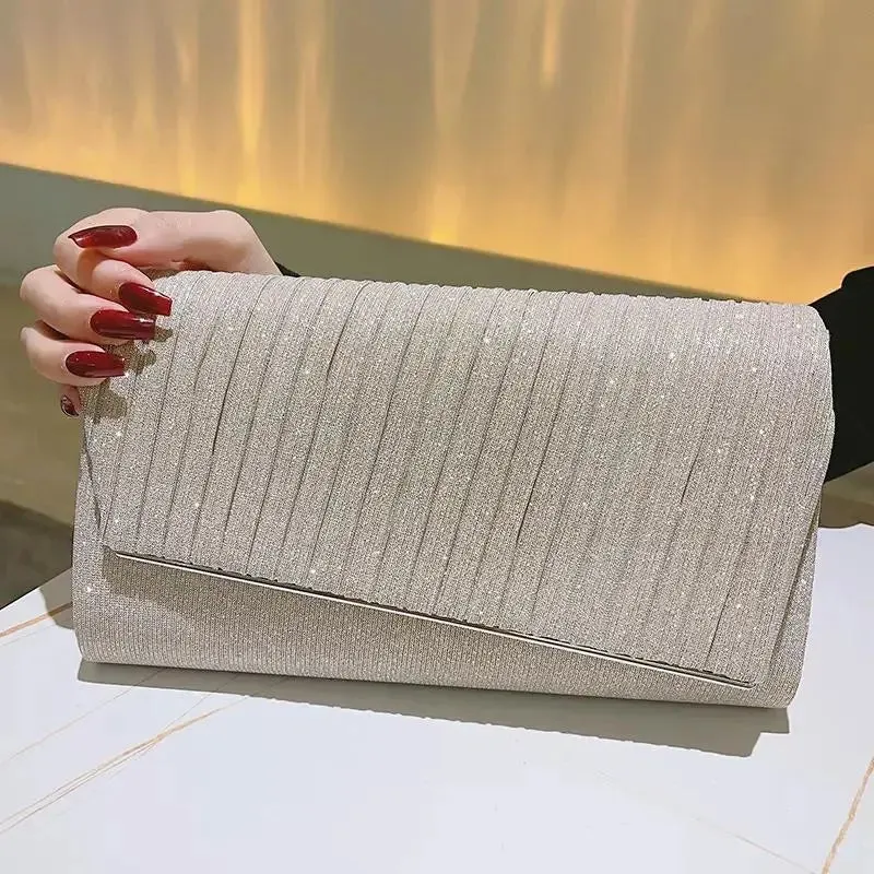 Women's Clutch Bag Solid Color Pleated Fashion All-match Wedding Suit Handbag Custom Wholesale Evening Party Bags