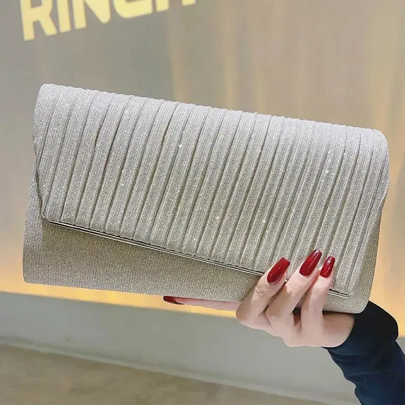 Women's Clutch Bag Solid Color Pleated Fashion All-match Wedding Suit Handbag Custom Wholesale Evening Party Bags