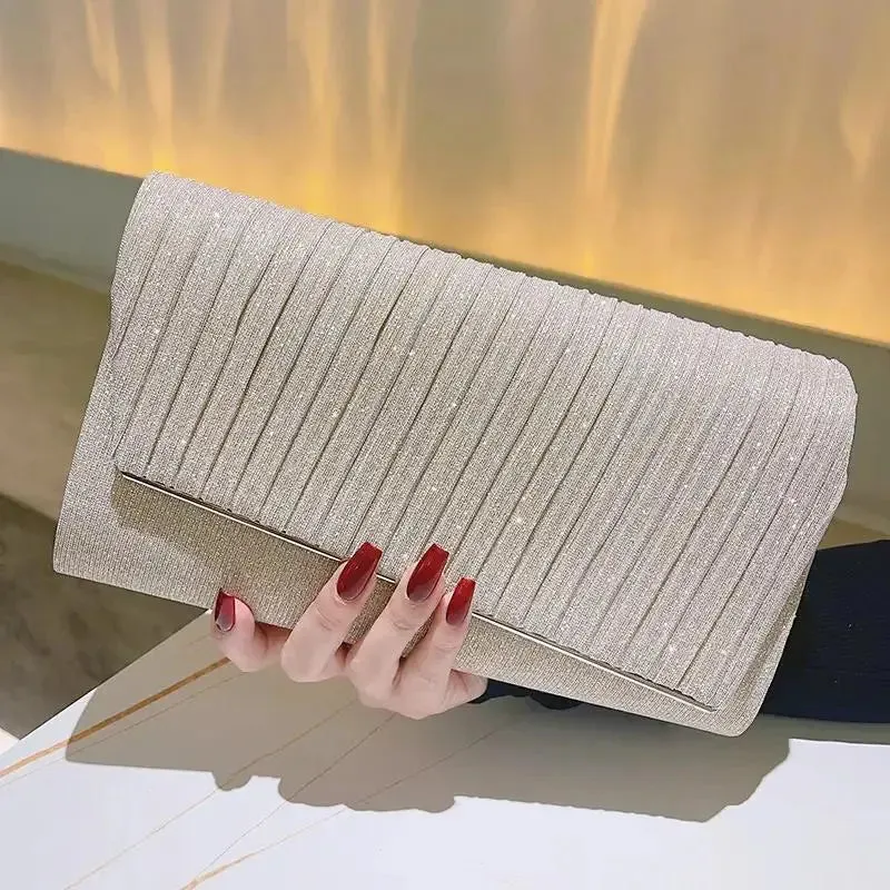 Women's Clutch Bag Solid Color Pleated Fashion All-match Wedding Suit Handbag Custom Wholesale Evening Party Bags
