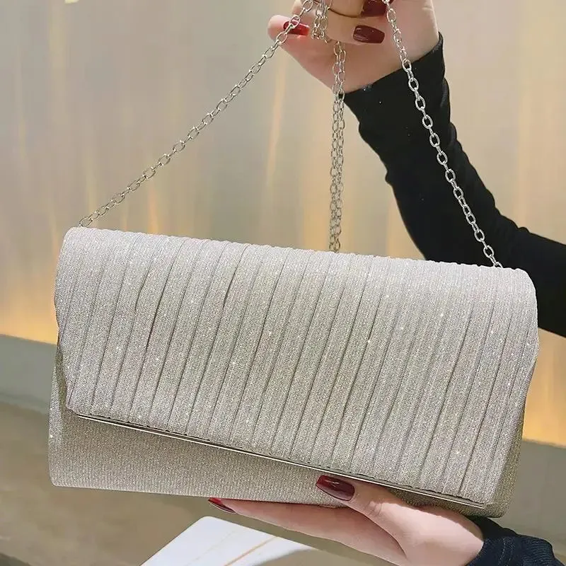 Women's Clutch Bag Solid Color Pleated Fashion All-match Wedding Suit Handbag Custom Wholesale Evening Party Bags