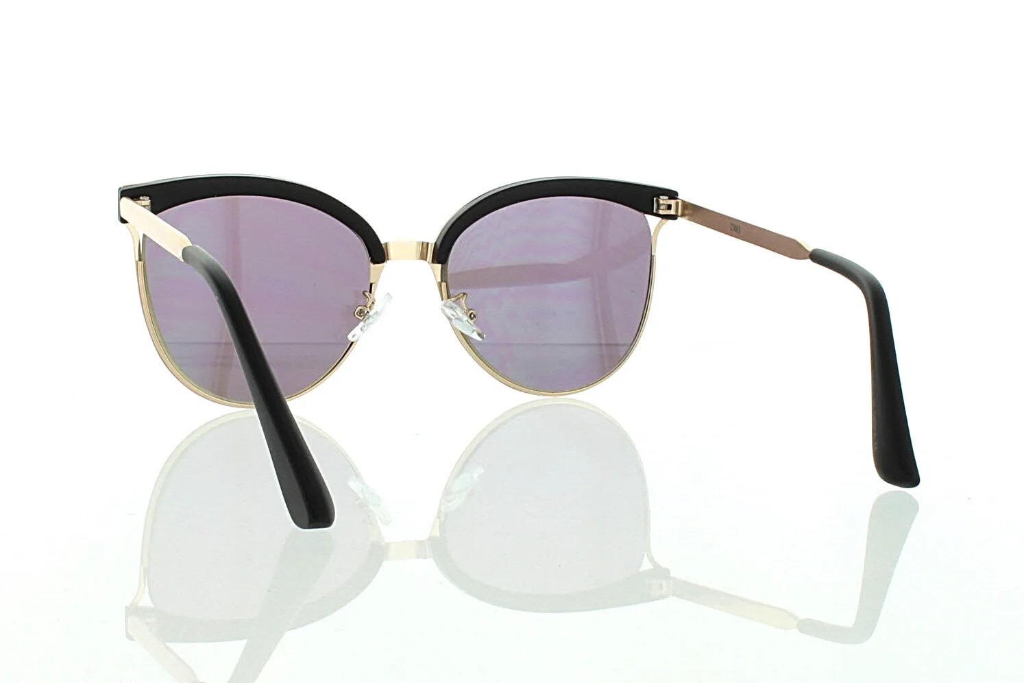 Women's Flat Gold Browline Sunglasses with Green Lens 100% UV400