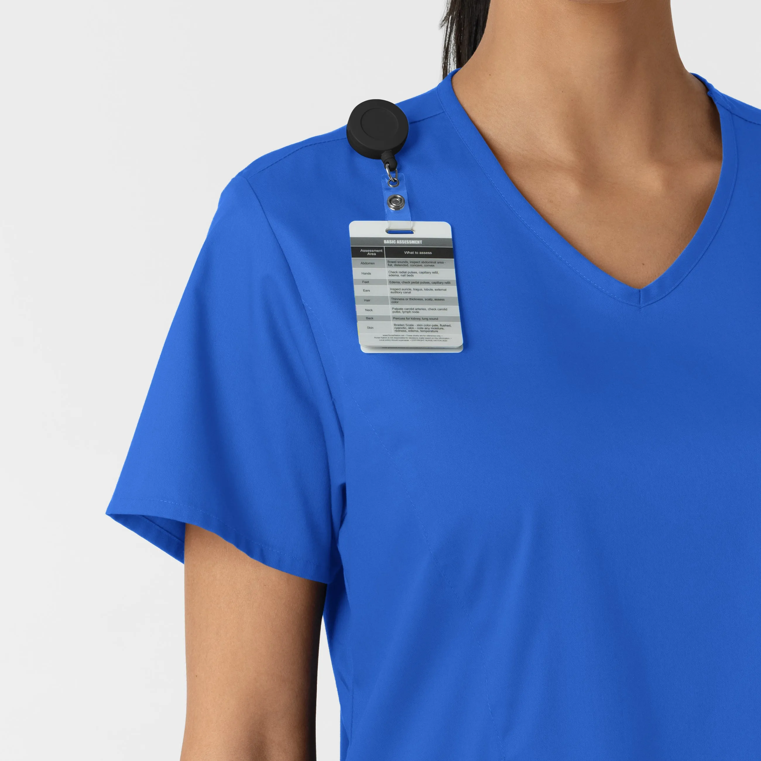 WonderWORK 106 Curved V-Neck Scrub Top Royal