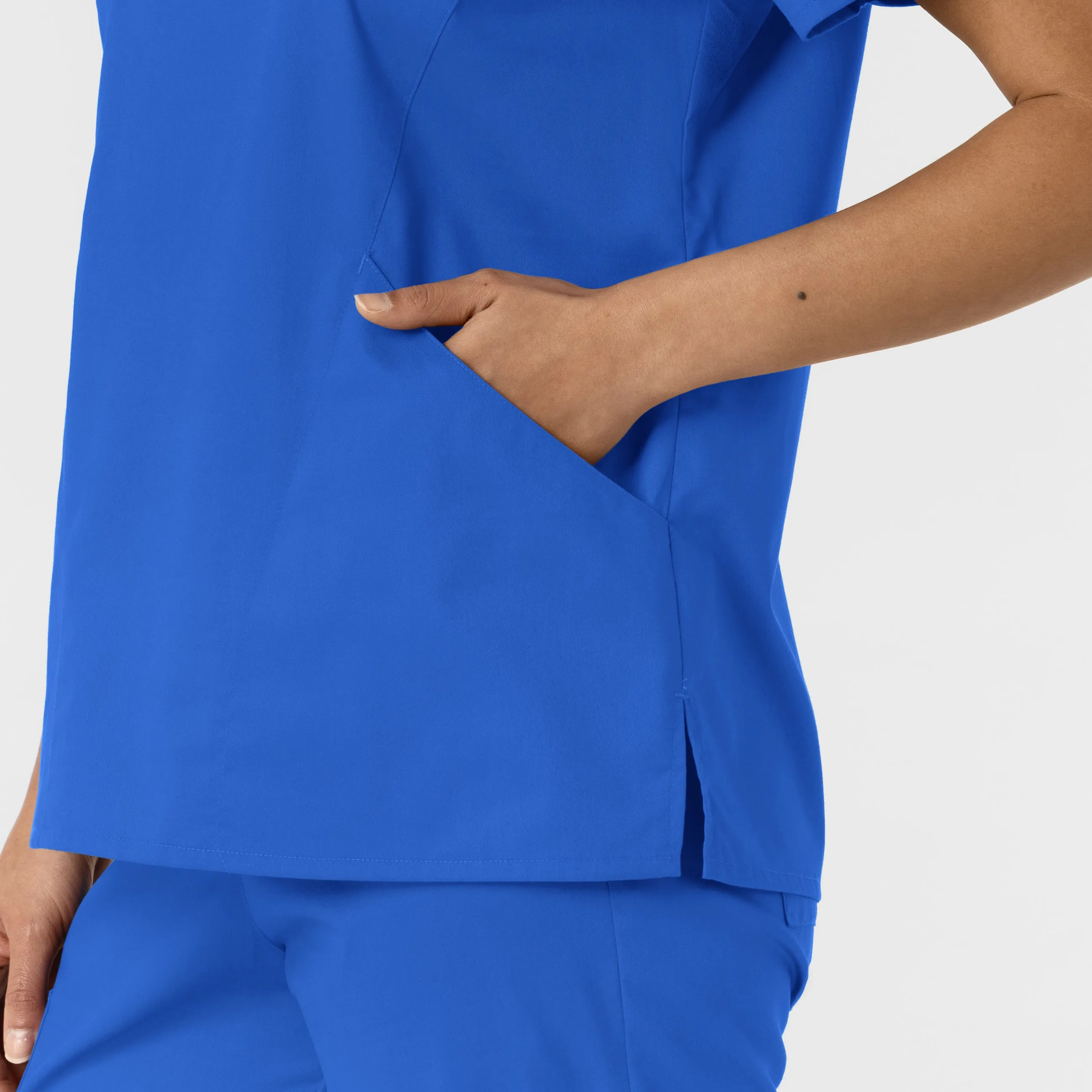 WonderWORK 106 Curved V-Neck Scrub Top Royal