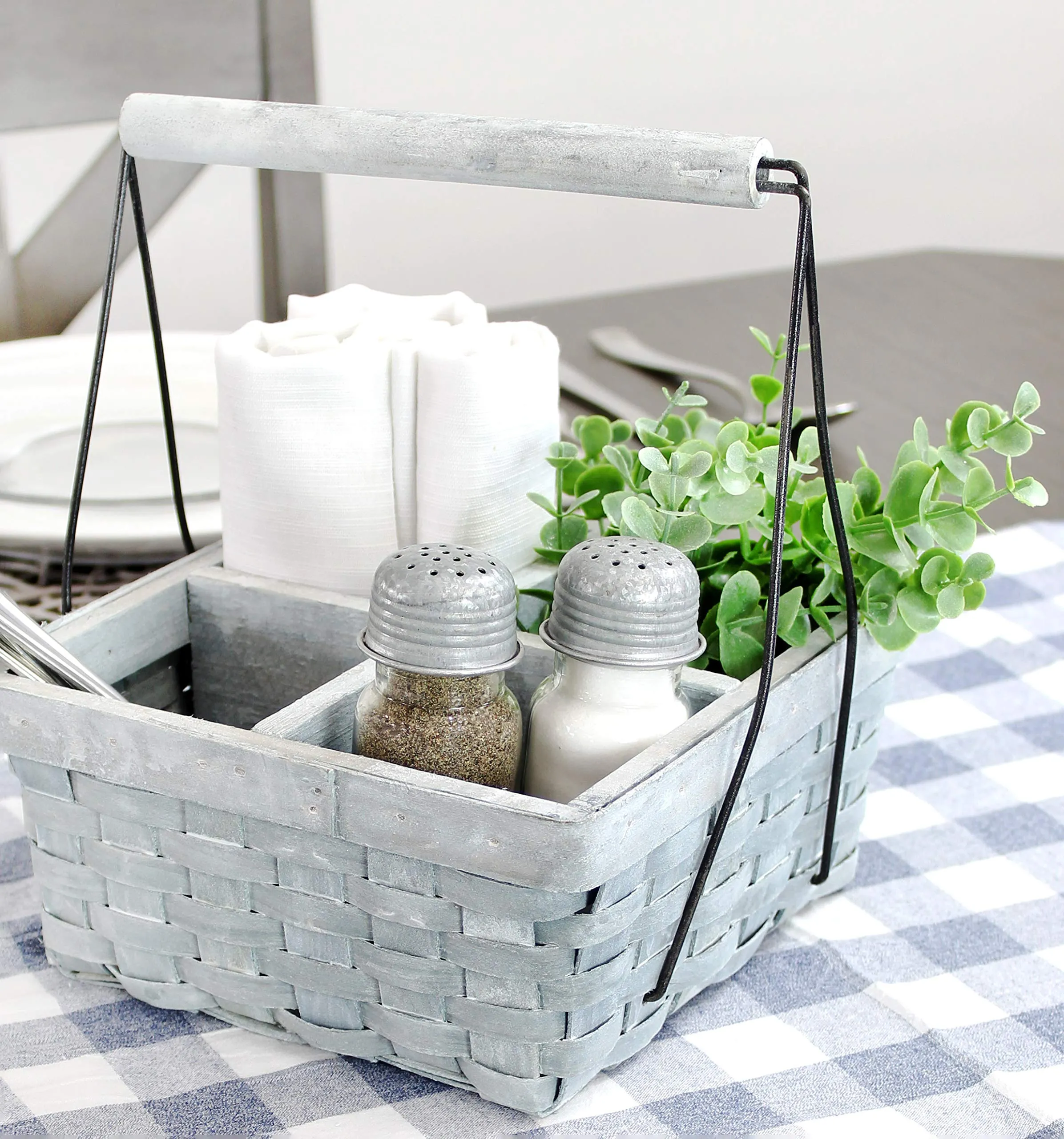 Wood Basket Caddy (Gray Washed, Case of 12)