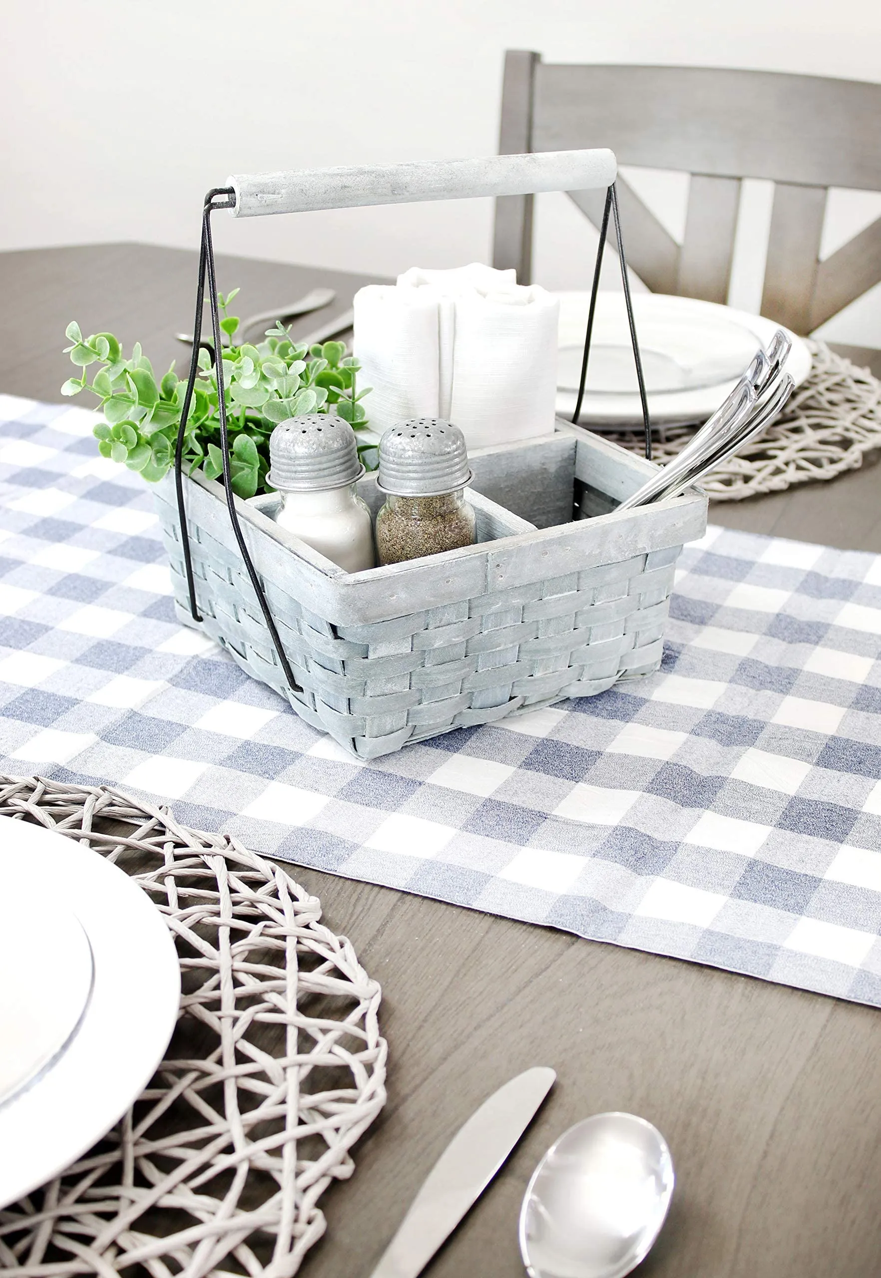 Wood Basket Caddy (Gray Washed, Case of 12)