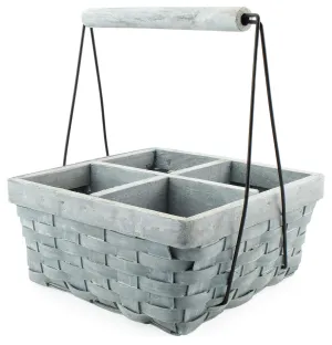 Wood Basket Caddy (Gray Washed, Case of 12)