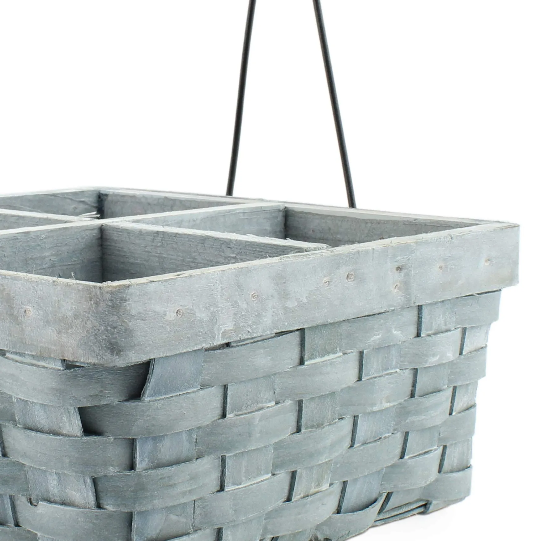 Wood Basket Caddy (Gray Washed, Case of 12)