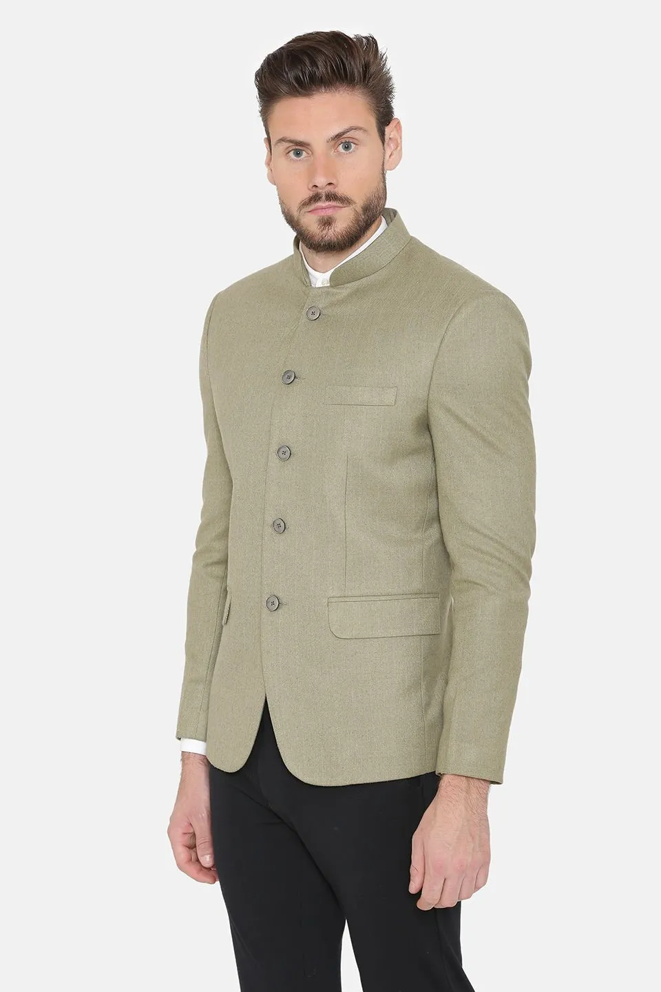 Wool Blend Grey Bandhgala