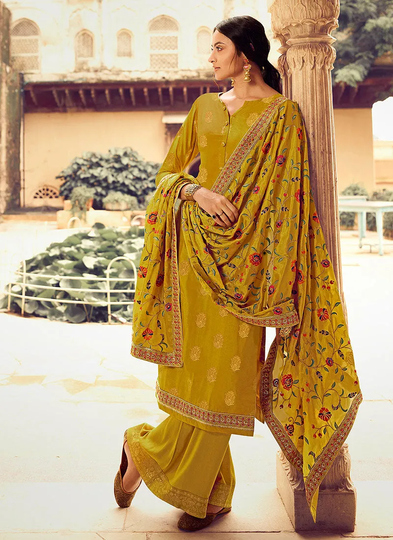 Yellow Multi Embroidered Gharara Suit