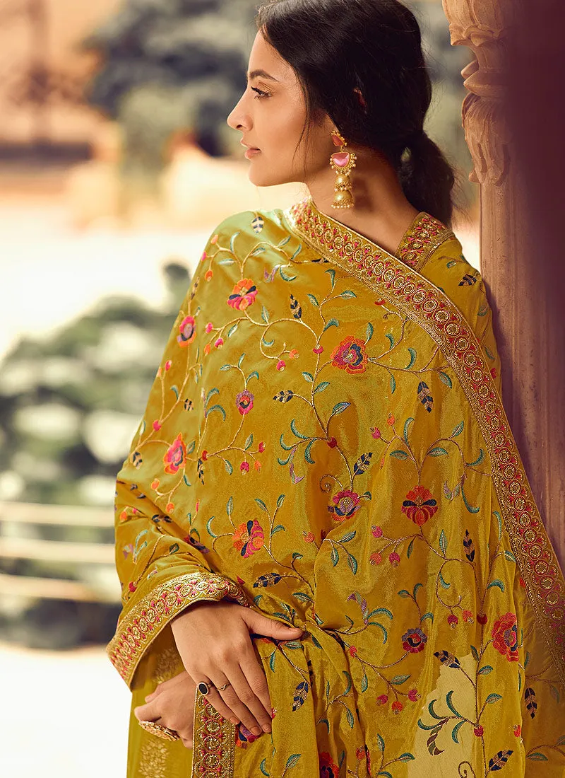 Yellow Multi Embroidered Gharara Suit
