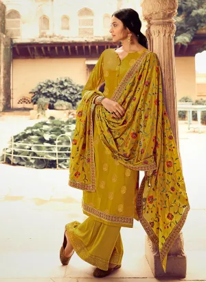 Yellow Multi Embroidered Gharara Suit