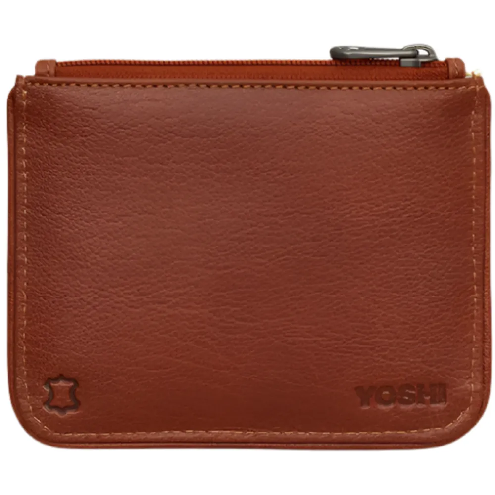 Yoshi Bone Sweet Bone Brown Leather Zip Top Purse
