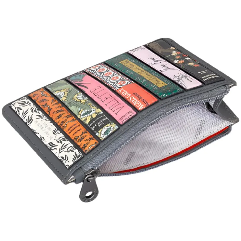 Yoshi Bronte Bookworm Zip Top Grey Leather Purse