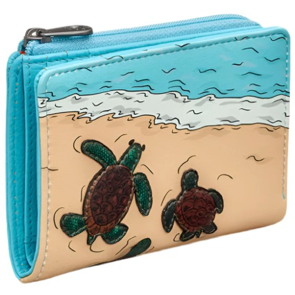 Yoshi Turtle Beach Blue Leather Flap Over Purse