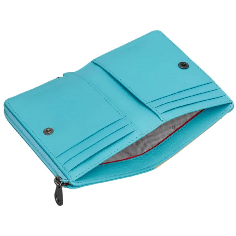 Yoshi Turtle Beach Blue Leather Flap Over Purse