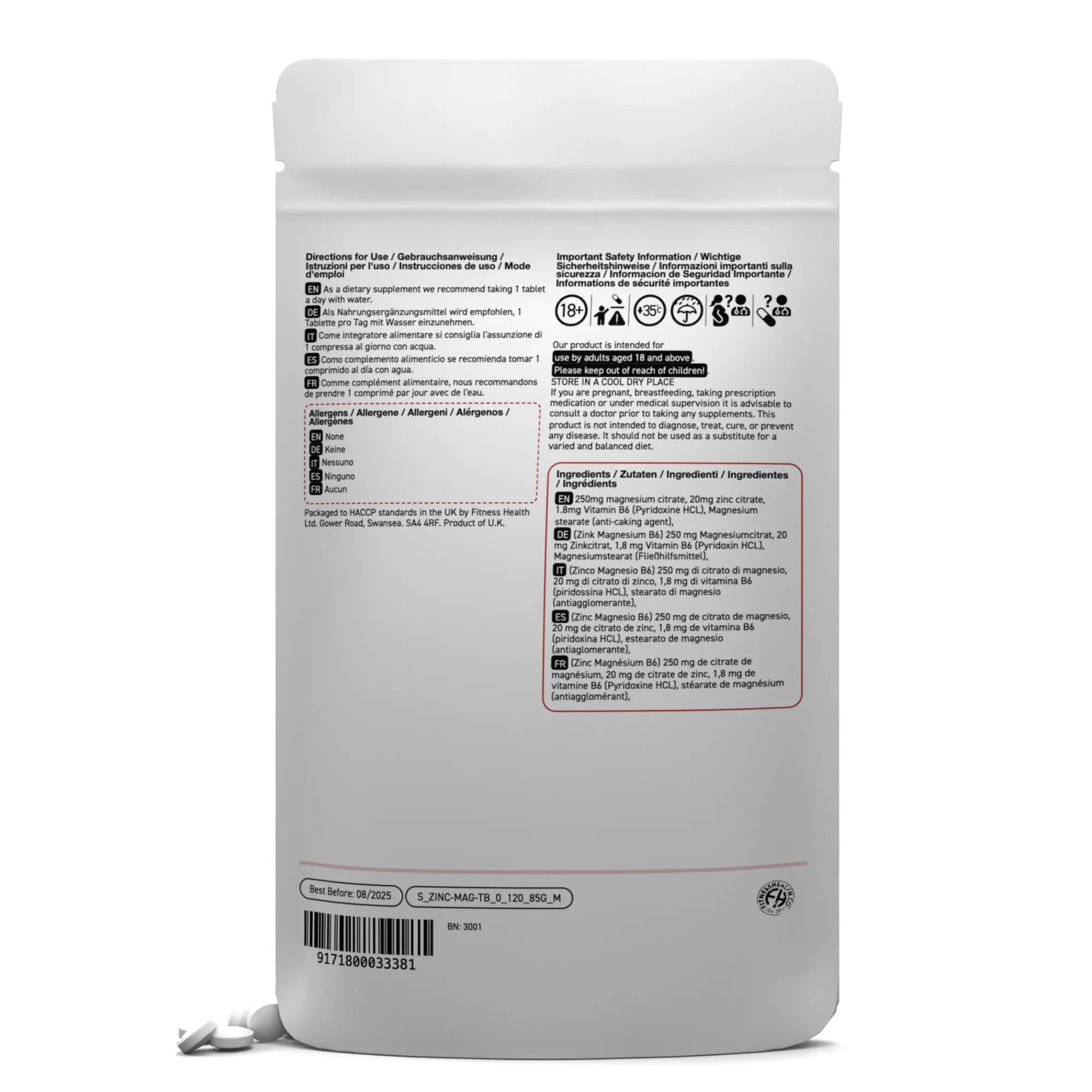 Zinc Magnesium & Vitamin B6 tablets